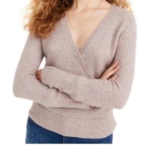 MADEWELL Wrap-Front Coziest Yarn Pullover Sweater in Heather Boysenberry M